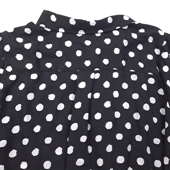 ROAMAN'S Women's Blouse Long Sleeve Button Front Black White Spots Plus - Sz 26W - Picture 7 of 10